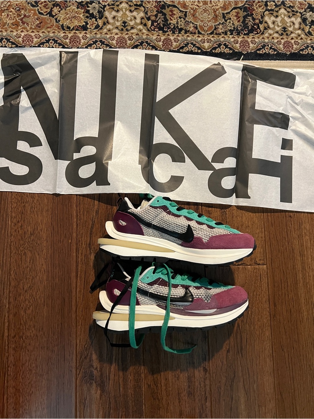 Nike x Sacai Women's Purple, Teal & Black Layered Running Sneakers